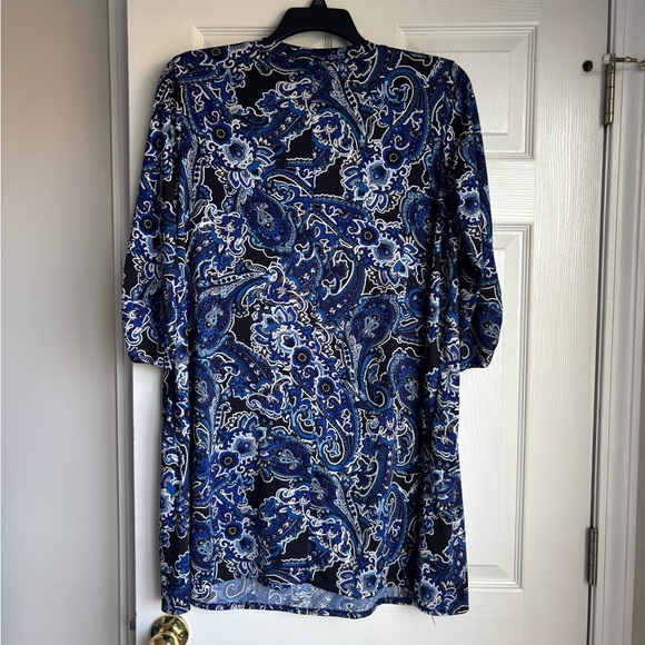 Apt. 9 Navy and White Paisley Long Sleeve Dress - Picture 3 of 3